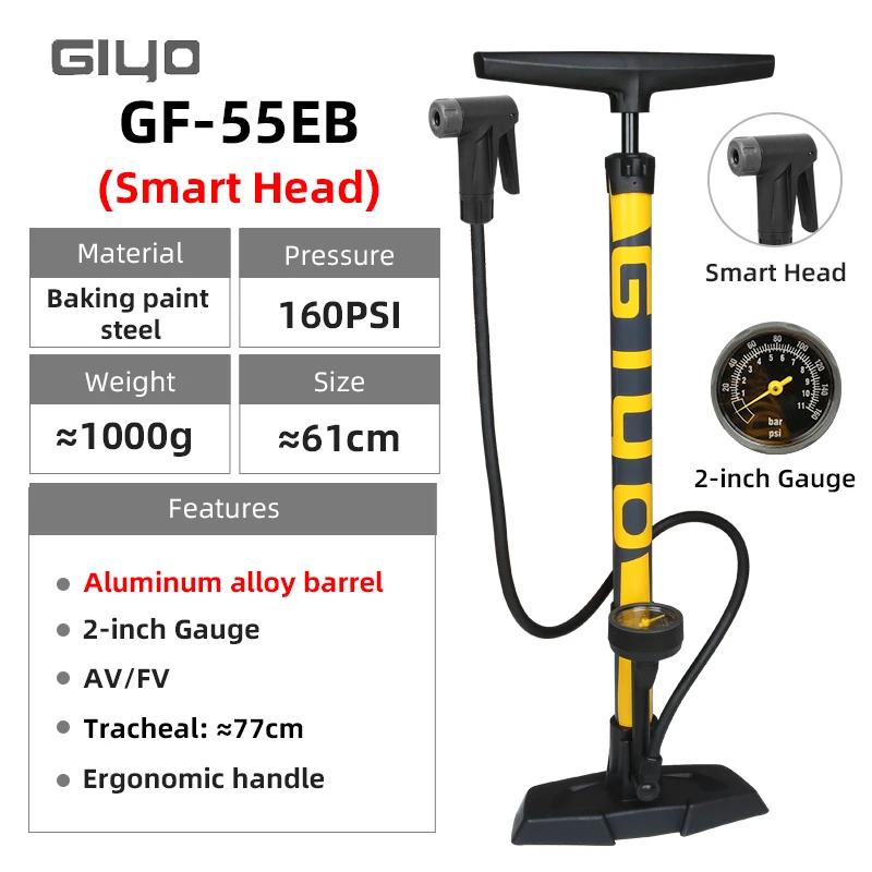 Pompe à pied GIYO 160 psi pour vélo, gonflage efficace, compatible valves Presta et Schrader, avec g