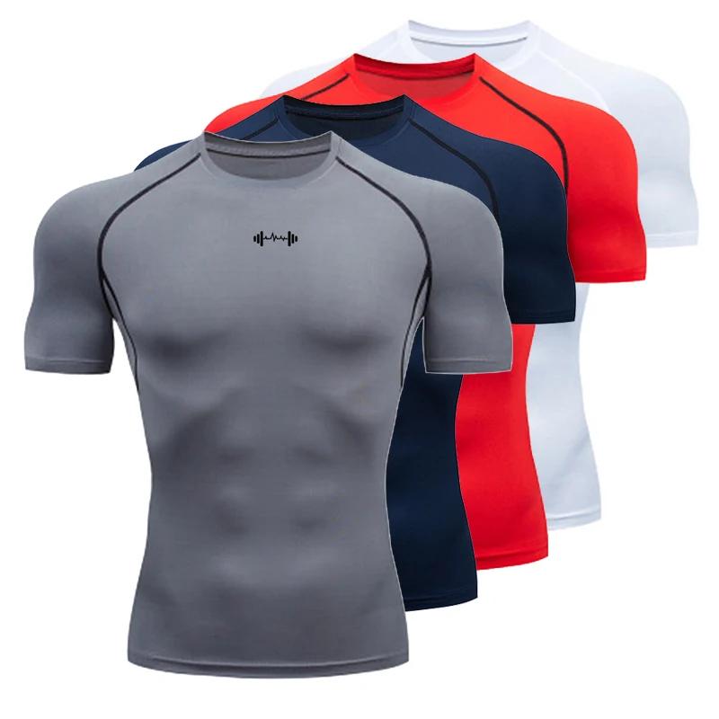 T-shirt de compression à manches courtes pour hommes - Sport Fitness Gym Jogging survêtement athlétique