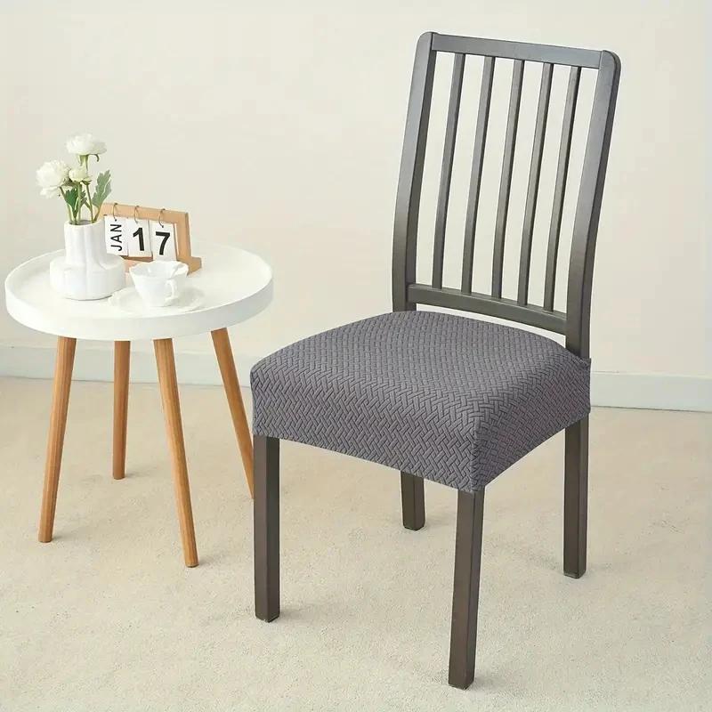 Housse de siège de chaise de salle à manger extensible, en Jacquard, couleur unie, amovible, Anti-po