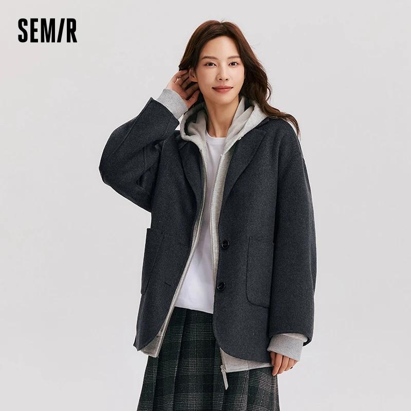 Semir-Veste double face contenant de la laine pour femme, manteau mi-long, col imbibé, polyvalent, c