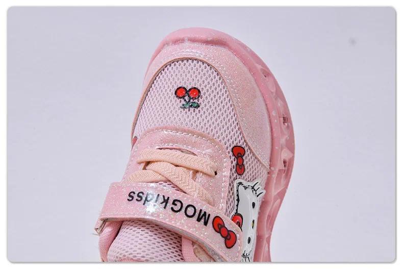 Sanrio Hello Kitty – chaussures décontractées pour enfants, chaussures à lumière Led pour filles, en