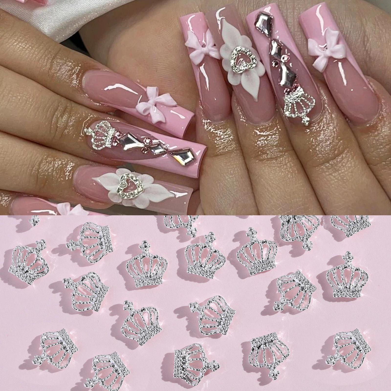 Breloques pour ongles, Design couronne, avec strass, accessoires pour Nail Art, fournitures pour fem