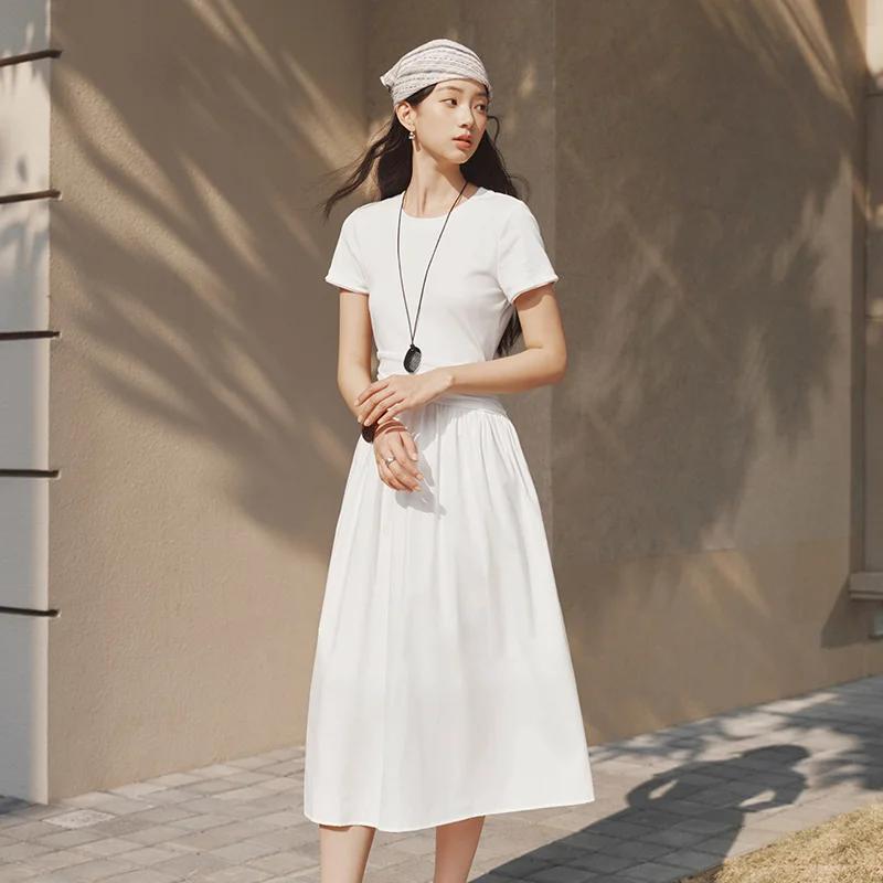 Robe plissée pour femme Semir 2026, col rond, taille cintrée, style urbain décontracté, douce et con