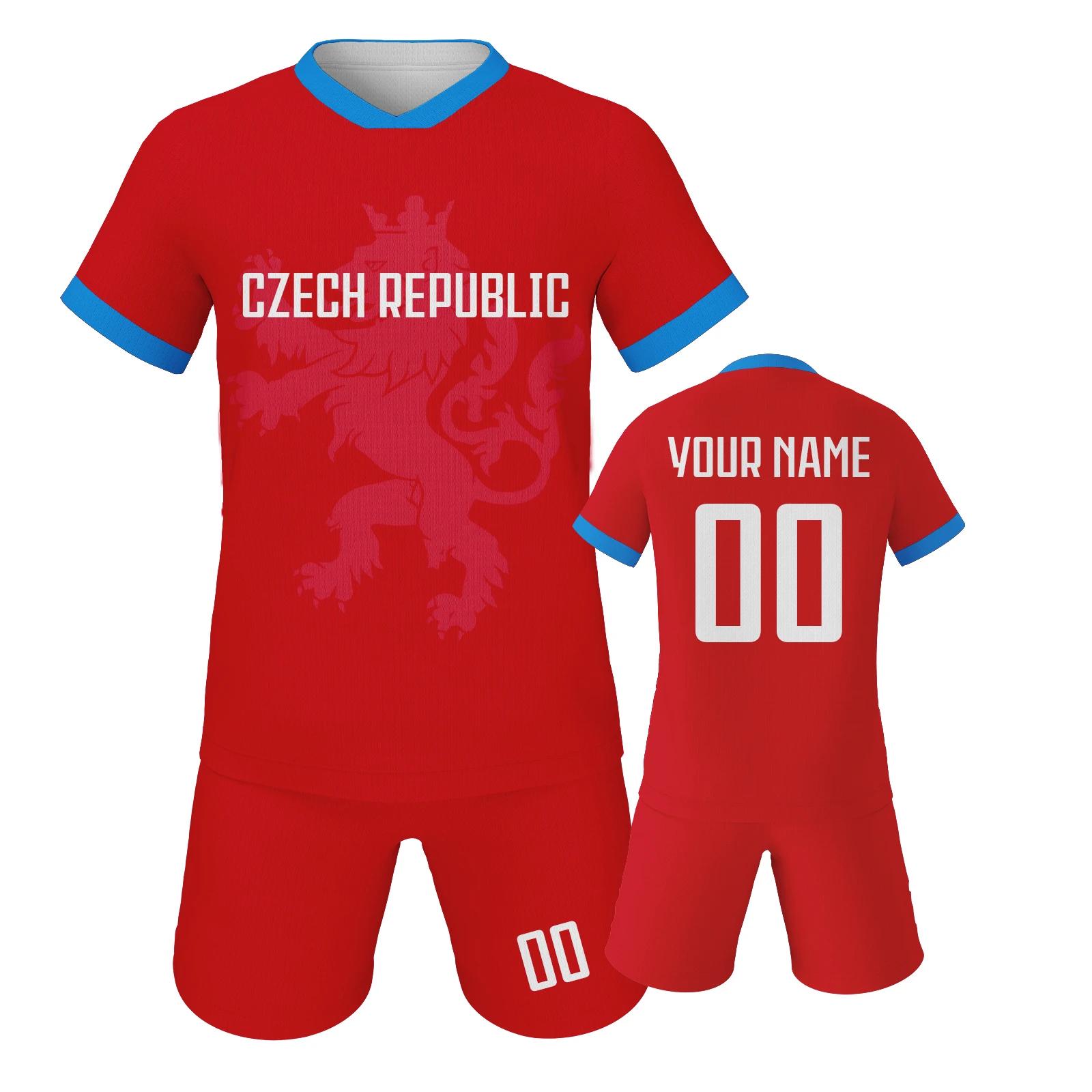 Kit de maillot de football personnalisé pour enfants de la République tchèque, uniforme d'équipe de 