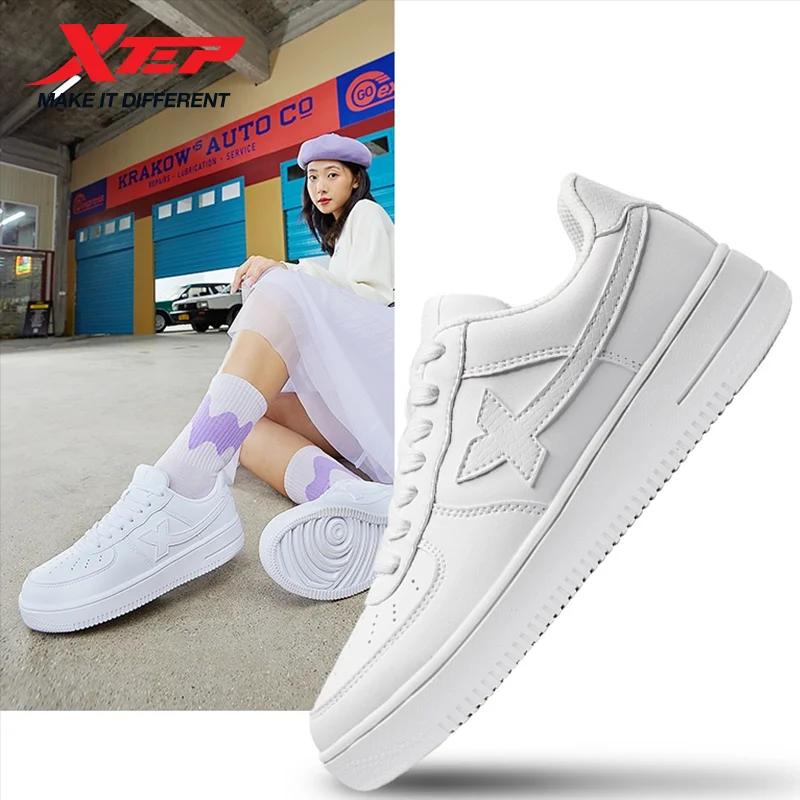 Xtep femmes chaussures de skateboard femme printemps antidérapant femmes chaussures de marche blanc 
