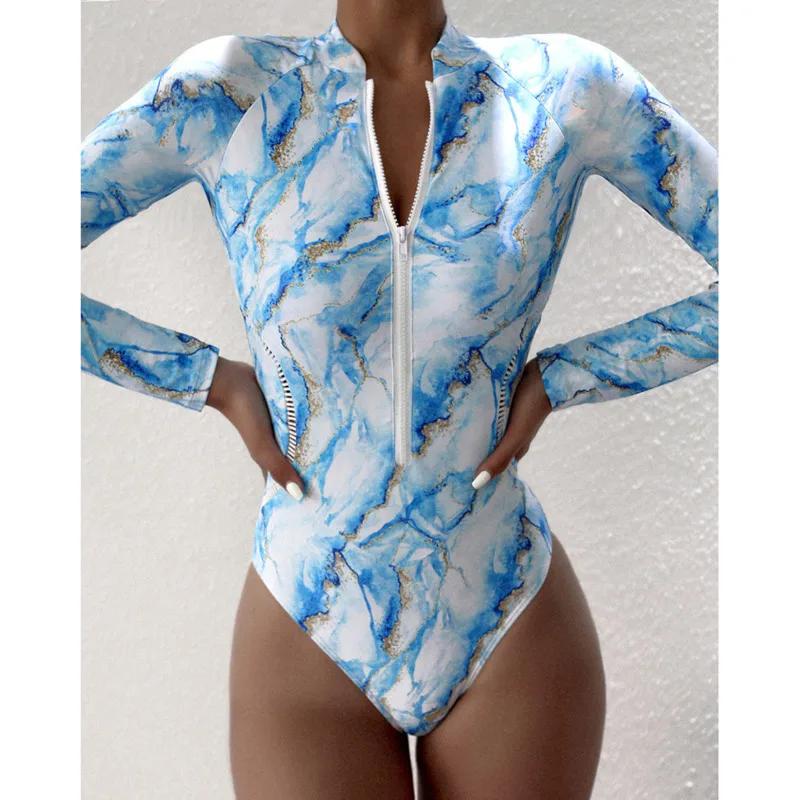 Maillot de bain une pièce sportif pour femmes - Body manches longues surf 2026