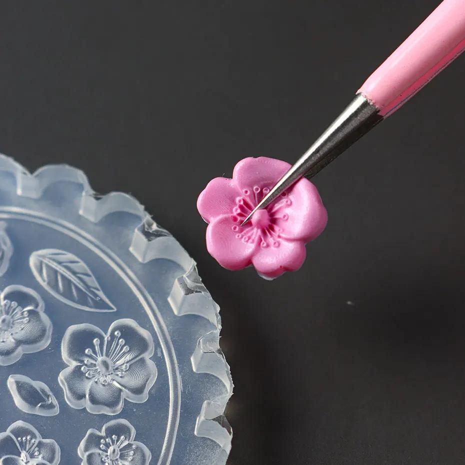 Moule à ongles en Silicone, fleur Sakura de printemps, sculpture acrylique 3D, tulipe champignon, pl