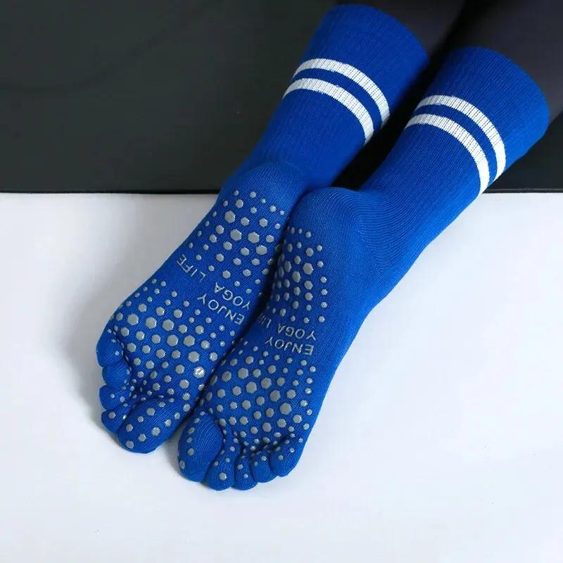 Chaussettes Yoga Femme Mi-Tube Antidérapantes Cinq Doigts Pilates Fitness Danse Ballet Intérieur