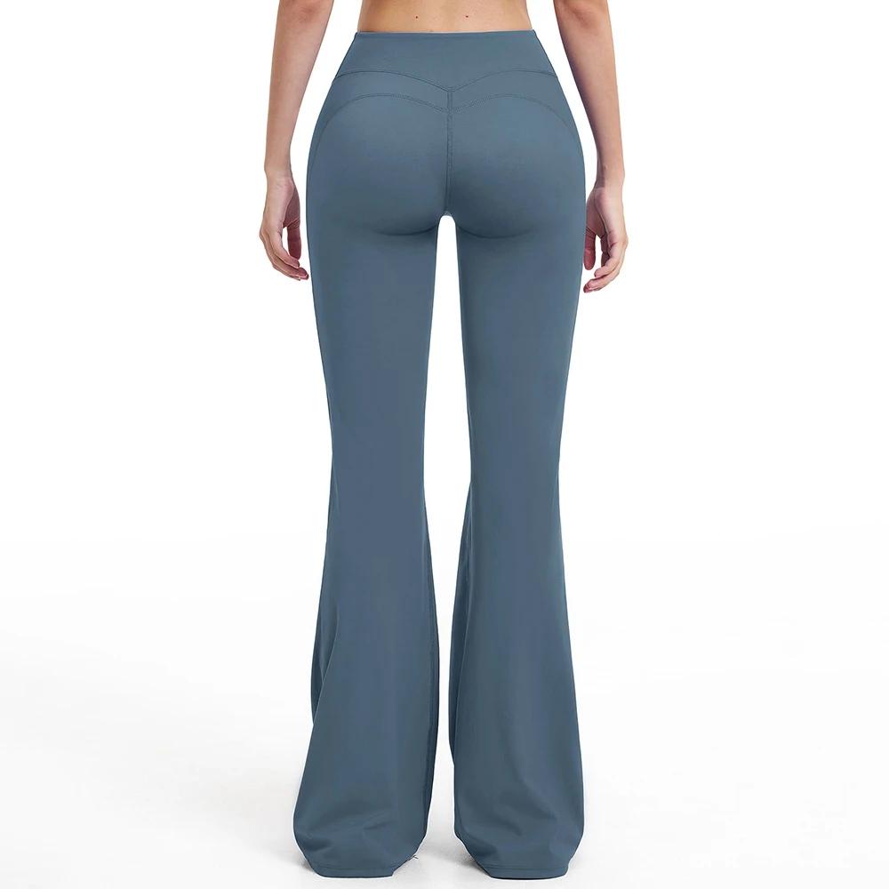 Pantalon de sport évasé pour femme, taille haute, jambe large, pour le yoga, la gym et le fitness
