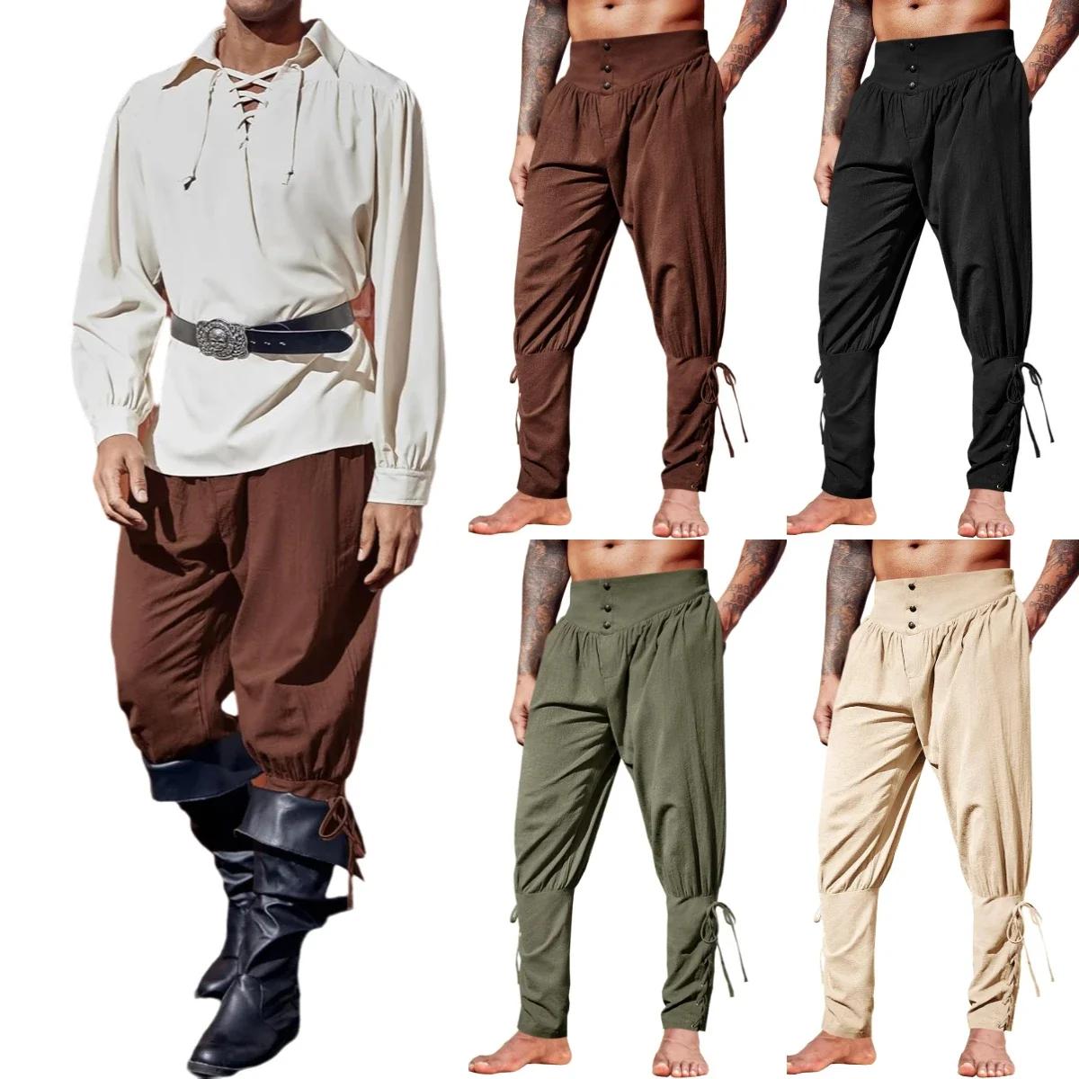 Pantalon de cheville médiéval pour hommes, pantalon de Pirate Viking de la Renaissance, à lacets, co