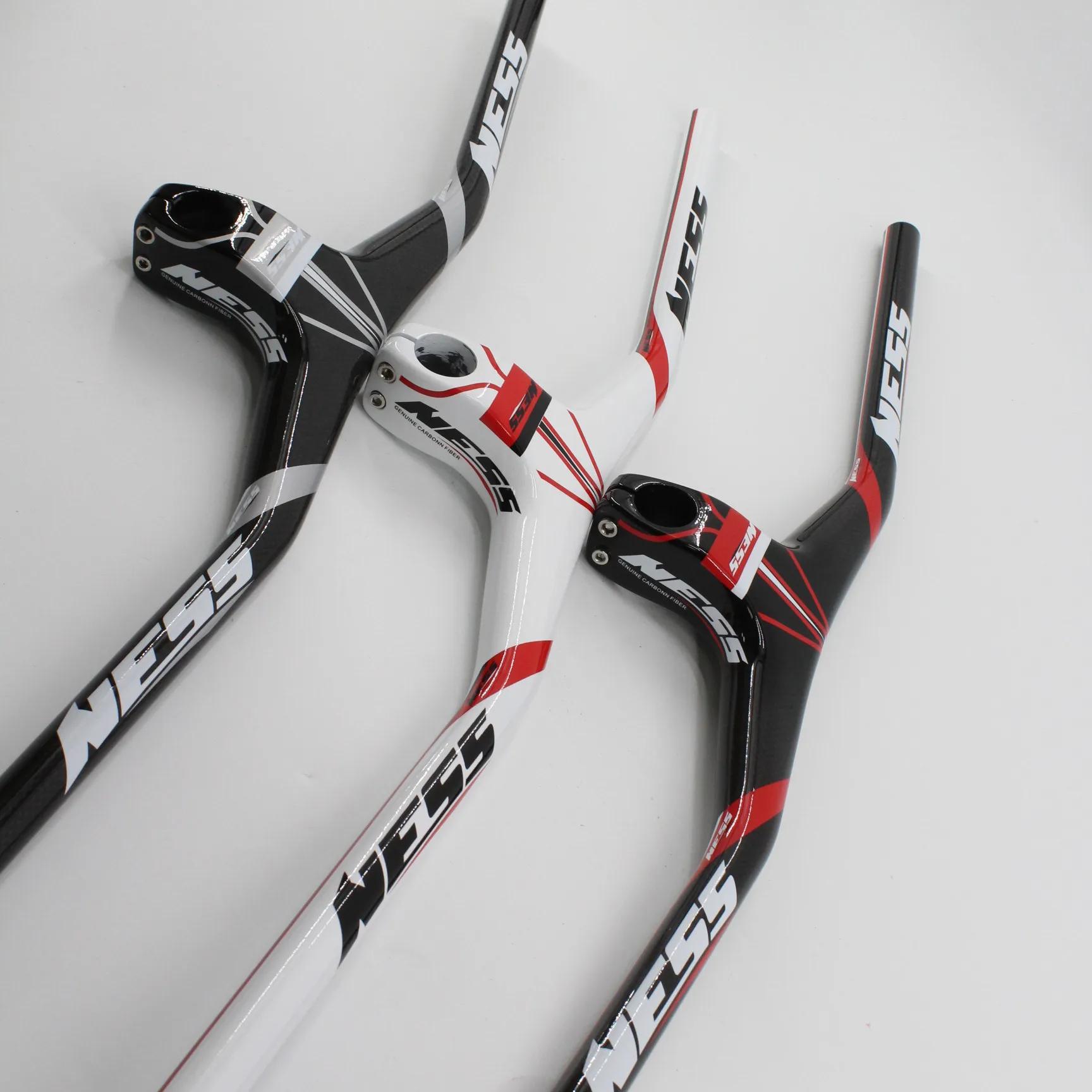 Le plus récent guidon de vélo en fibre de carbone NESS VTT 3K et tige guidon VTT en carbone intégré-