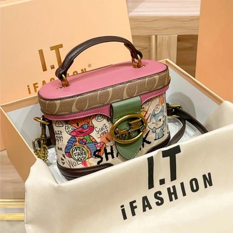 Sac à main pour femme, sac à chaîne haut de gamme, sac chariot rétro pour femme, sac cylindrique à b