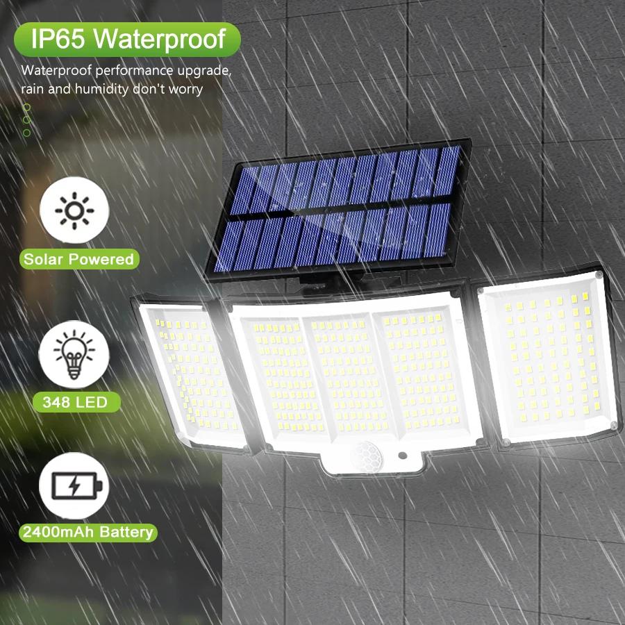 Lampes solaires étanches avec détecteur de mouvement pour jardin, projecteurs de sécurité, extérieur