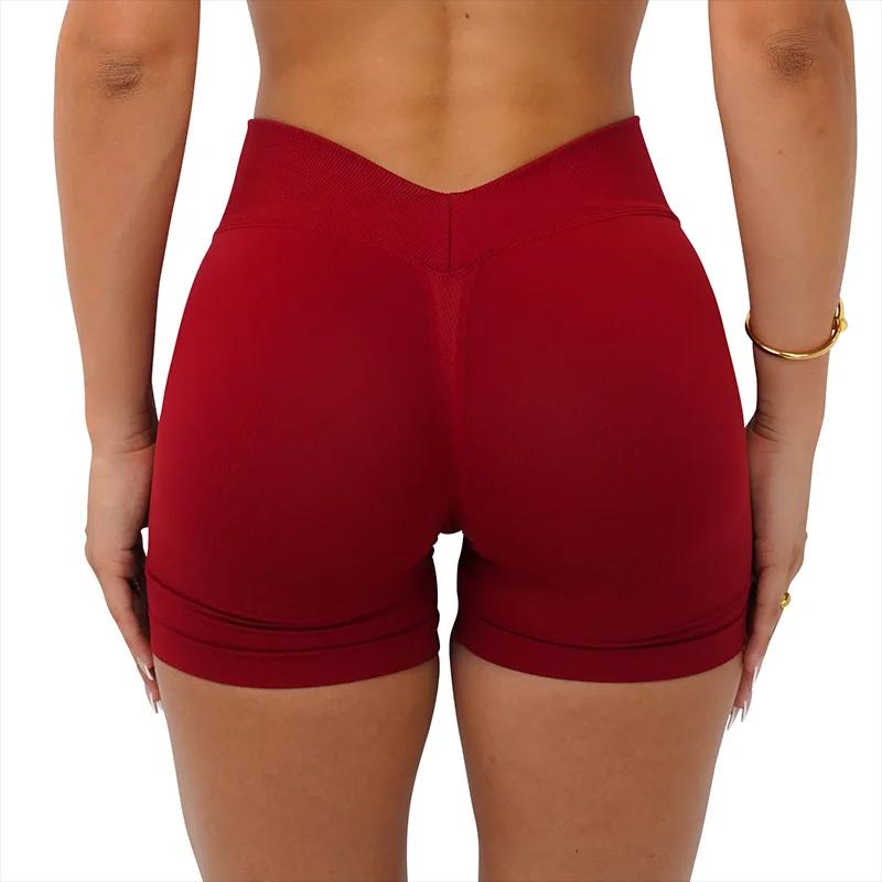 Short de Yoga sans couture pour femmes, dos en V, froissé, levage des fesses, short de gymnastique,