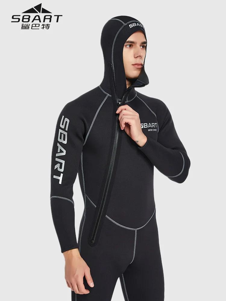 Combinaison de plongée en néoprène à capuche pour homme, maillot de bain une pièce, manches longues,