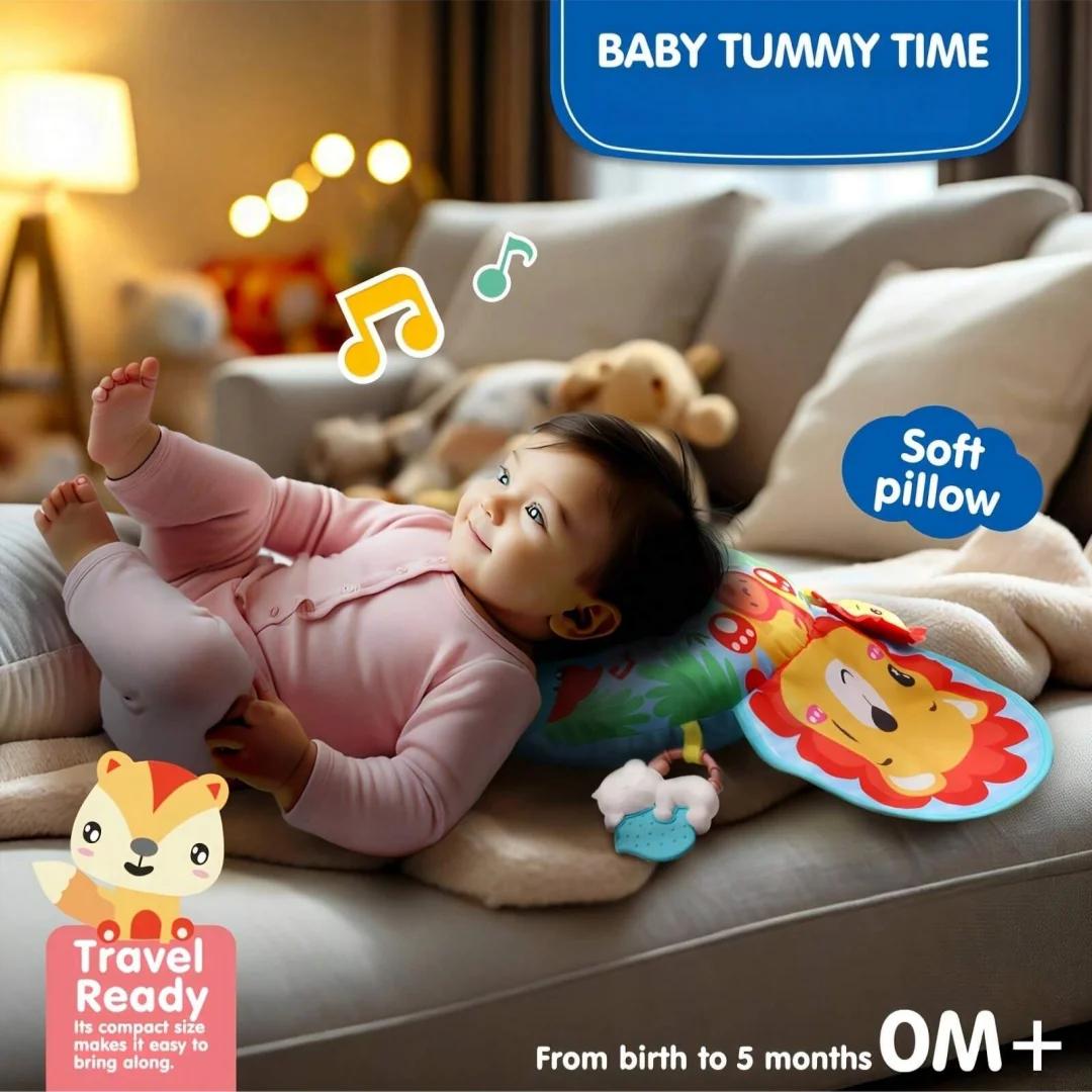 Coussin de jeu pour bébé avec hochets, tapis d'éveil multifonctionnel pour nourrissons, animaux de d