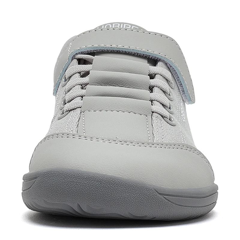 HOBIBEAR enfants chaussures pieds nus bout large zéro chute marche minimaliste Sneaker en cuir artif