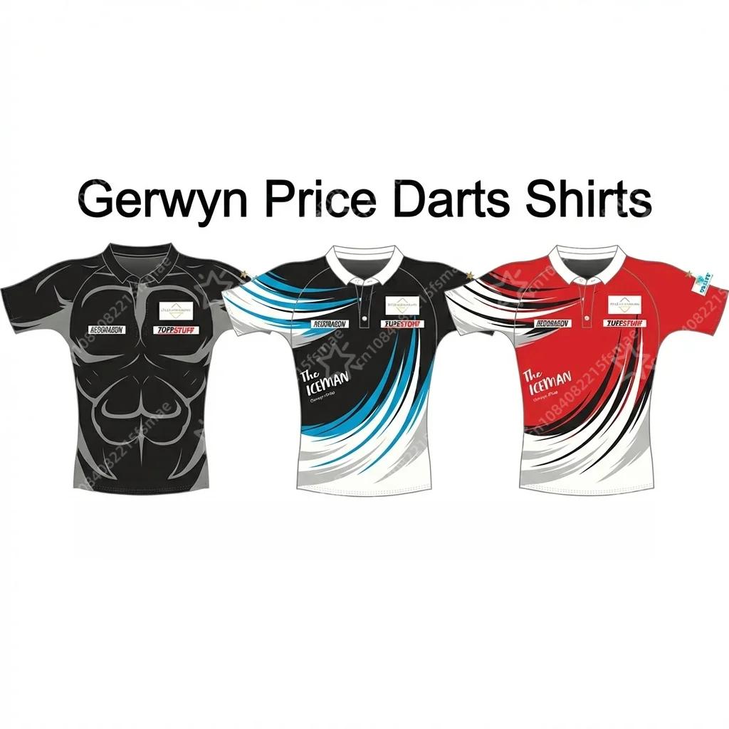Chemise de fléchettes professionnelle Gerwyn Price Iceman pour hommes, séchage rapide, respirante, m