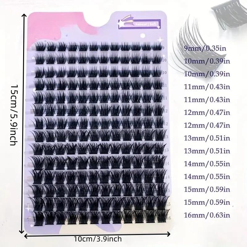 Faux cils en vison, 168 pièces, cils en grappe 0.07mm D Curling 9-16mm, mélange d'extensions de cils