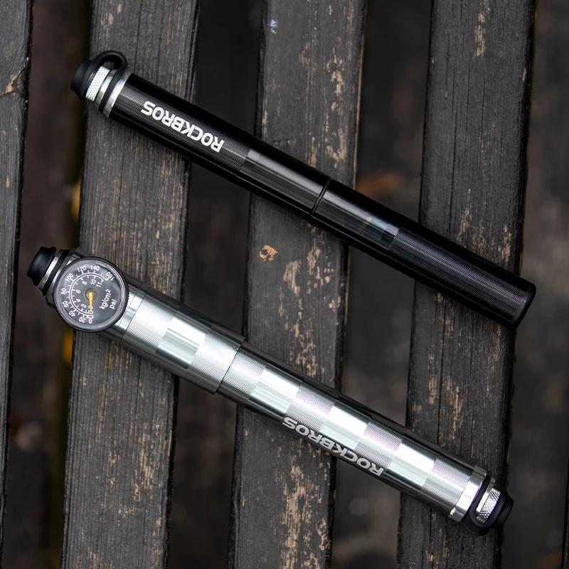 ROCKBROS 160psi pompe à vélo baromètre de pression d'air gonfleur de vélo en alliage d'aluminium vtt