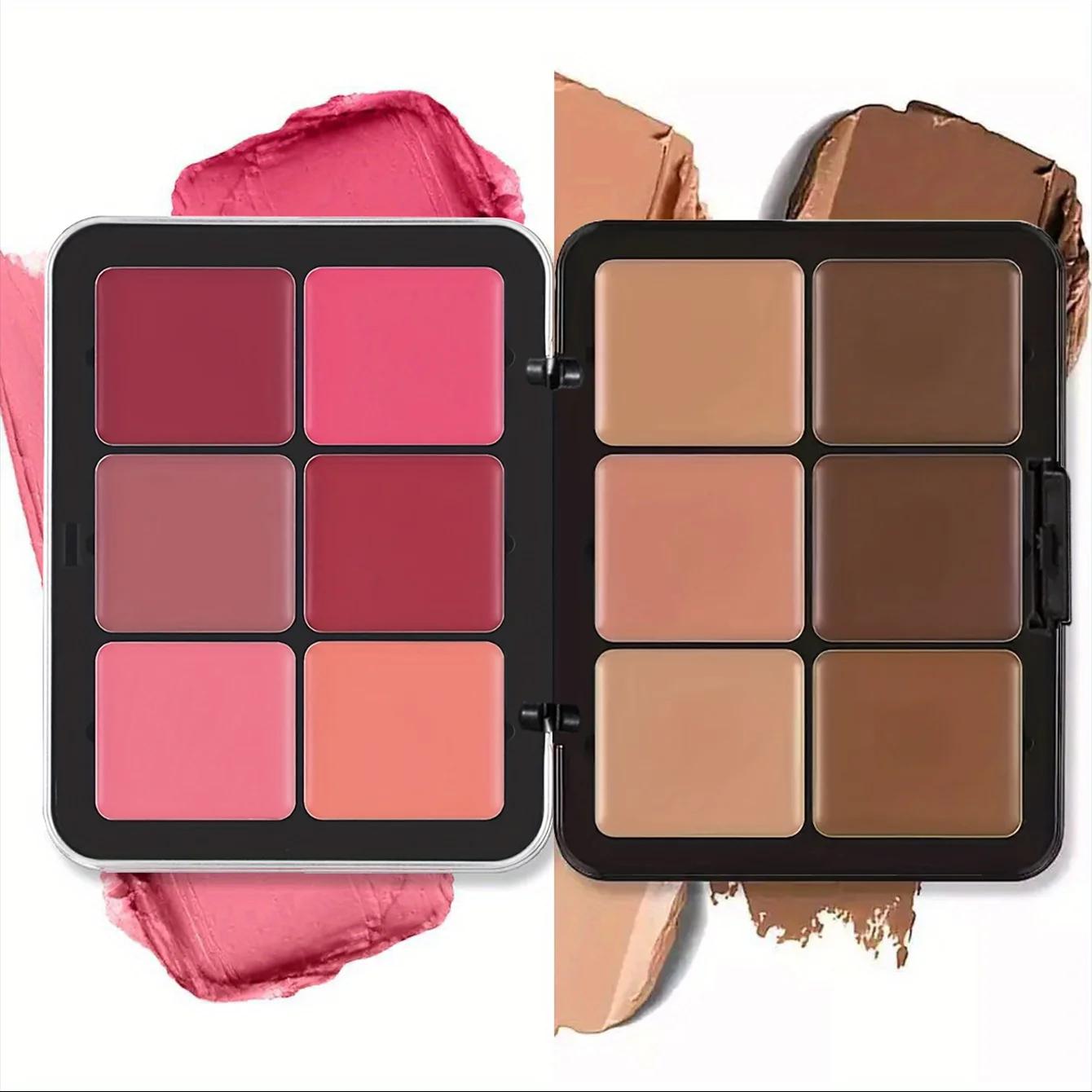 Palette de maquillage tout-en-un pour femmes, 12 couleurs, correcteur en étain métallique et crème B
