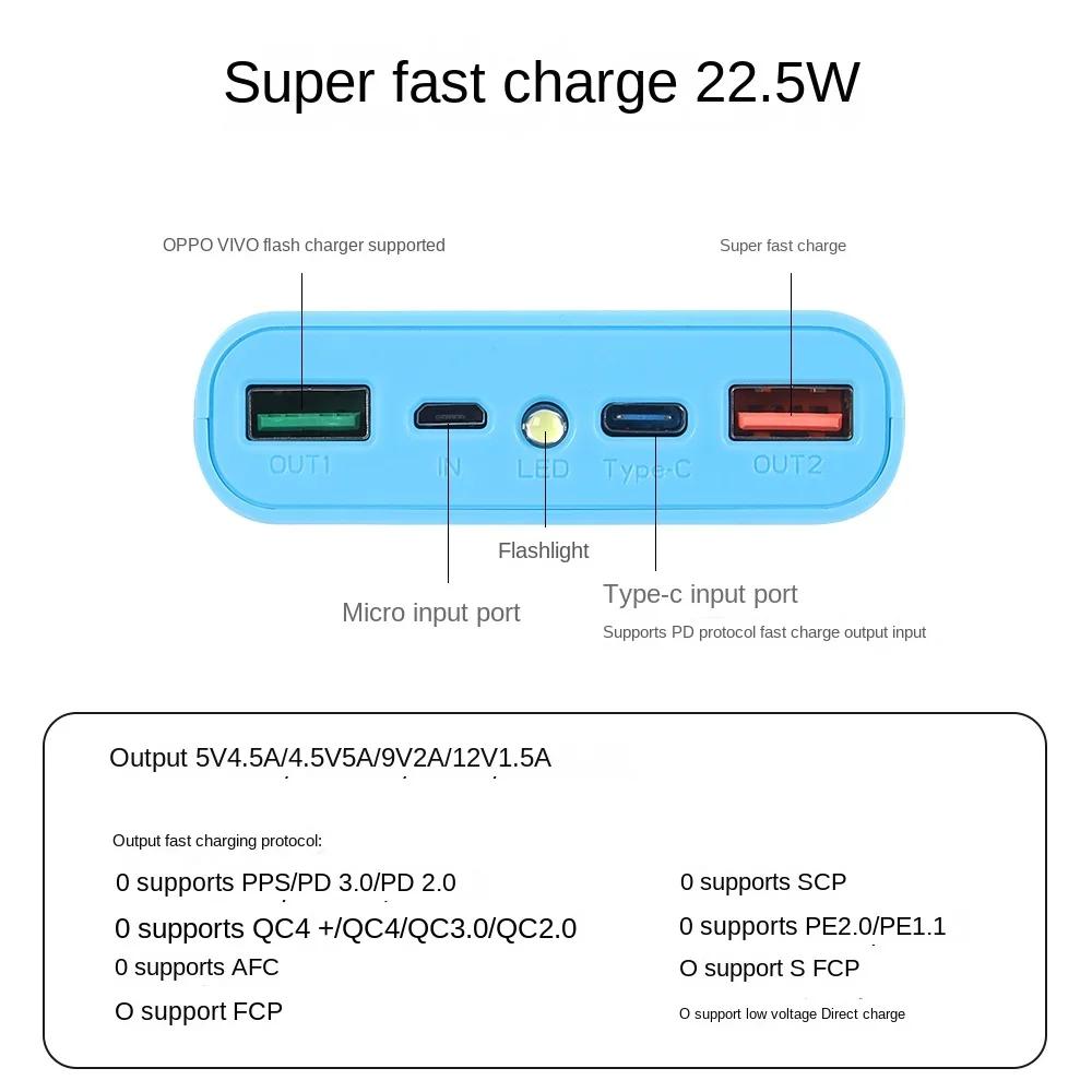 8X18650 double USB batterie externe coque Micro USB Type C 5V 4.5A boîtier de bricolage boîte de sto