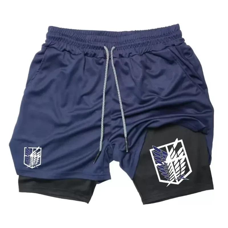 Nouveaux shorts de sport 2-en-1 pour hommes, respirants, décontractés, pour le jogging, l'été, avec 