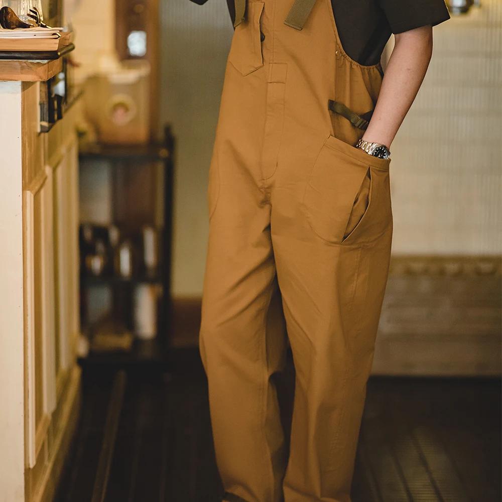 Maden-Pantalon à bretelles rétro américain pour homme, caraco une pièce, pantalon long, streetwear, 