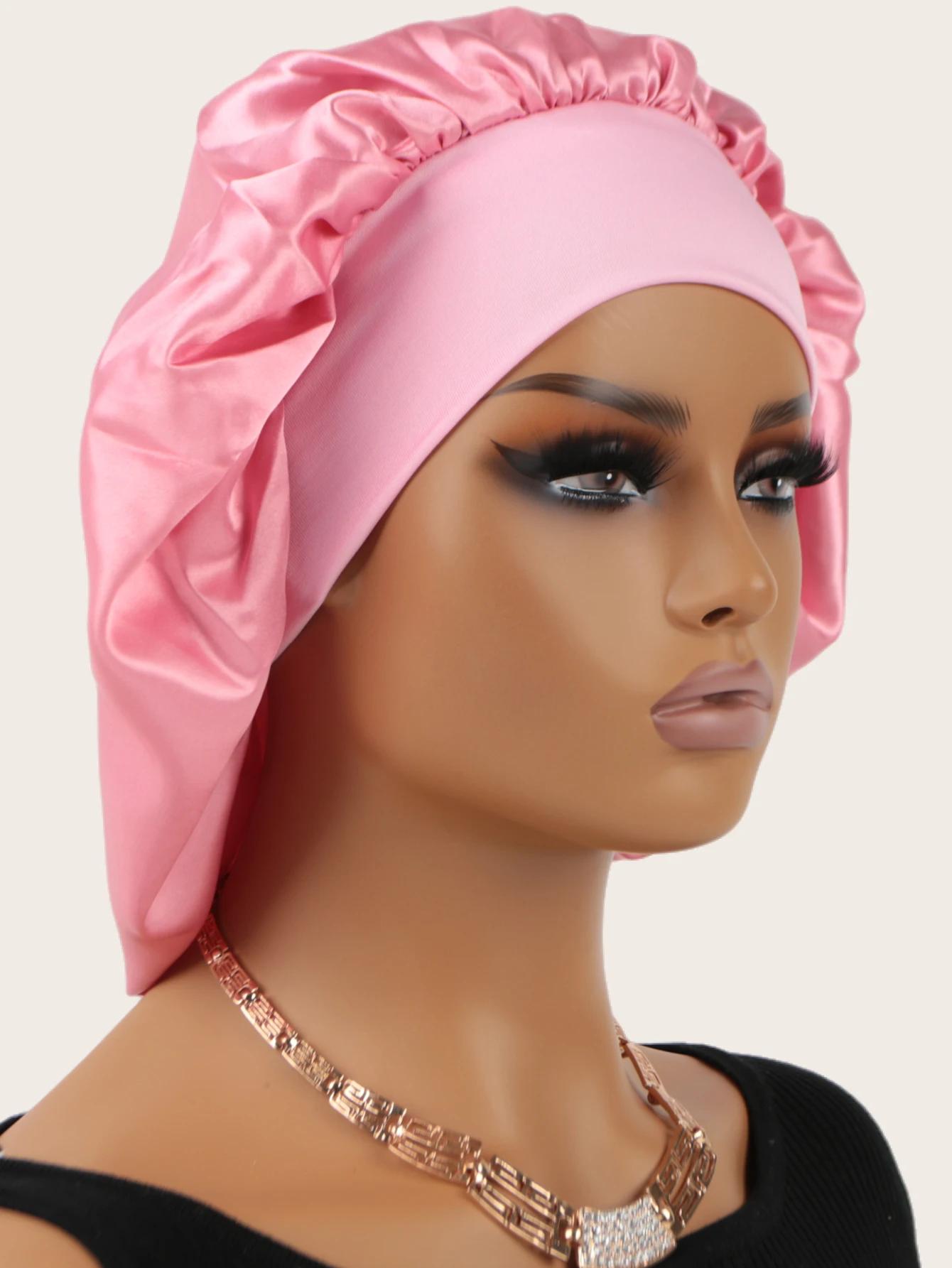 Bonnet de nuit unisexe en Satin soyeux, bandeau élastique, Extra Large, avec bande élastique de qual