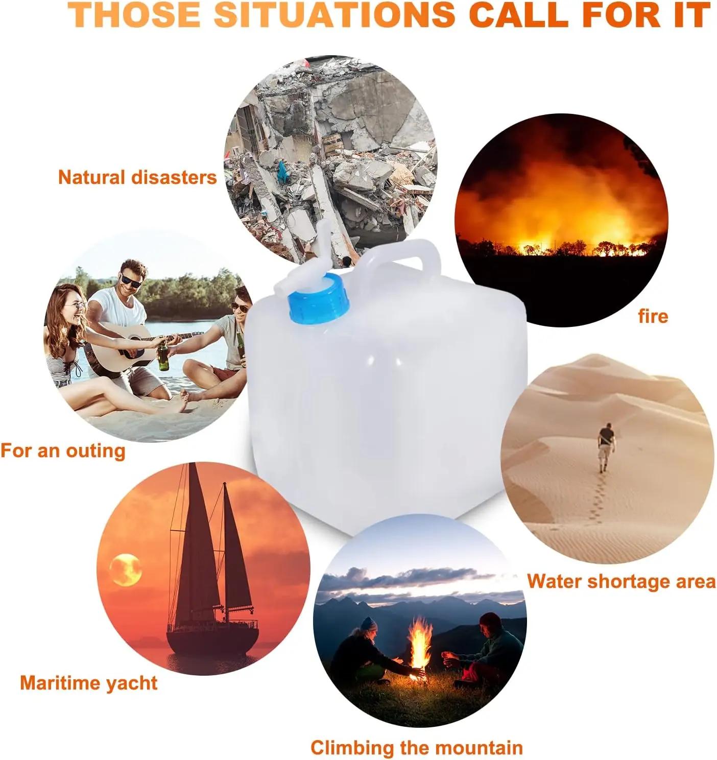 Réservoir d'eau extérieur Portable 5-20l, sac d'eau pliable avec robinet, récipient d'eau de grande 