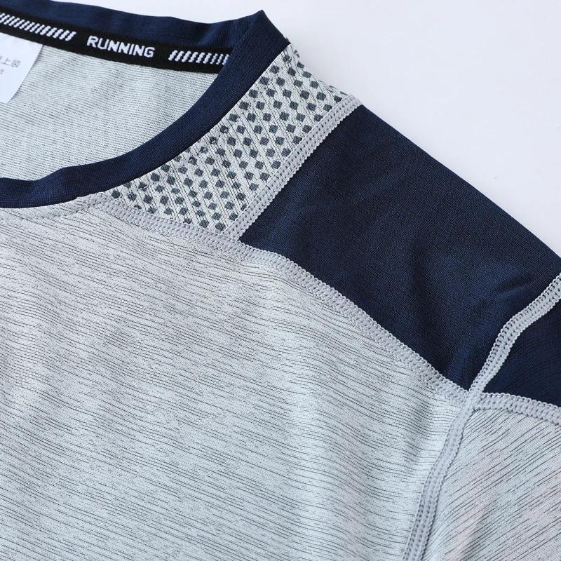 T-shirt homme manches courtes patchwork respirant - Pour running, musculation et entraînement été sport