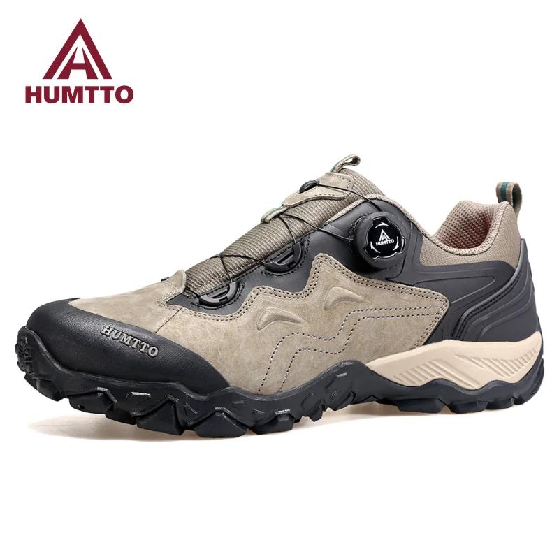 Baskets en cuir HUMTTO pour hommes - Bottes de randonnée robustes et chaussures de trekking sécurisées