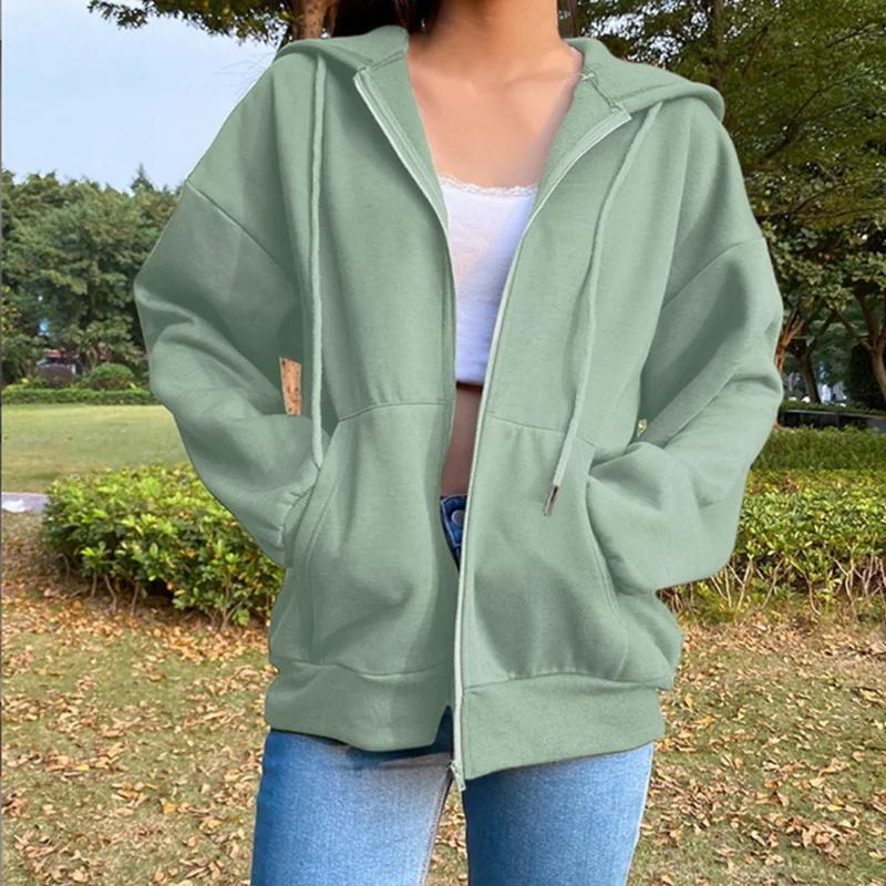 Sweat à capuche en polaire, couleur unie, mode coréenne, haut à manches longues, poches avec cordon 