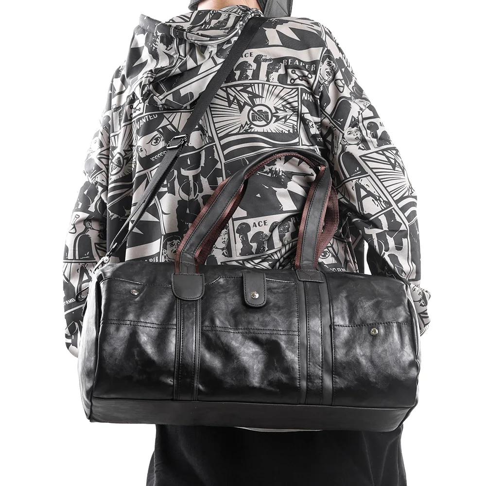 Sac à main de sport en cuir pour hommes et femmes, bagage, tambour, fitness, entraînement, voyage, v