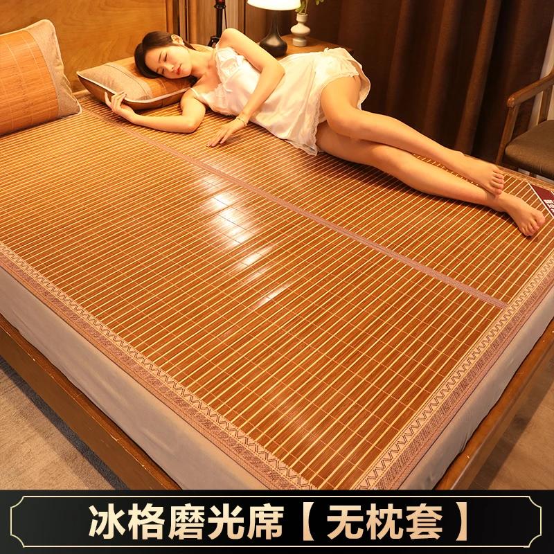 Matelas de couchage en bambou et soie glacée pour étudiant, pliable, double face, pour dormir nu, po