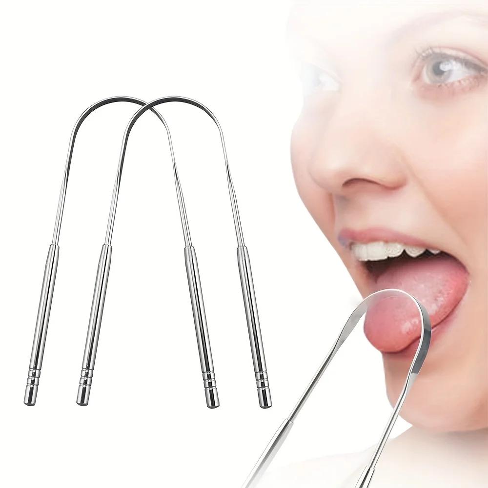Grattoir de nettoyage de langue en acier inoxydable, 1/2/6 pièces, réutilisable, revêtement de langu