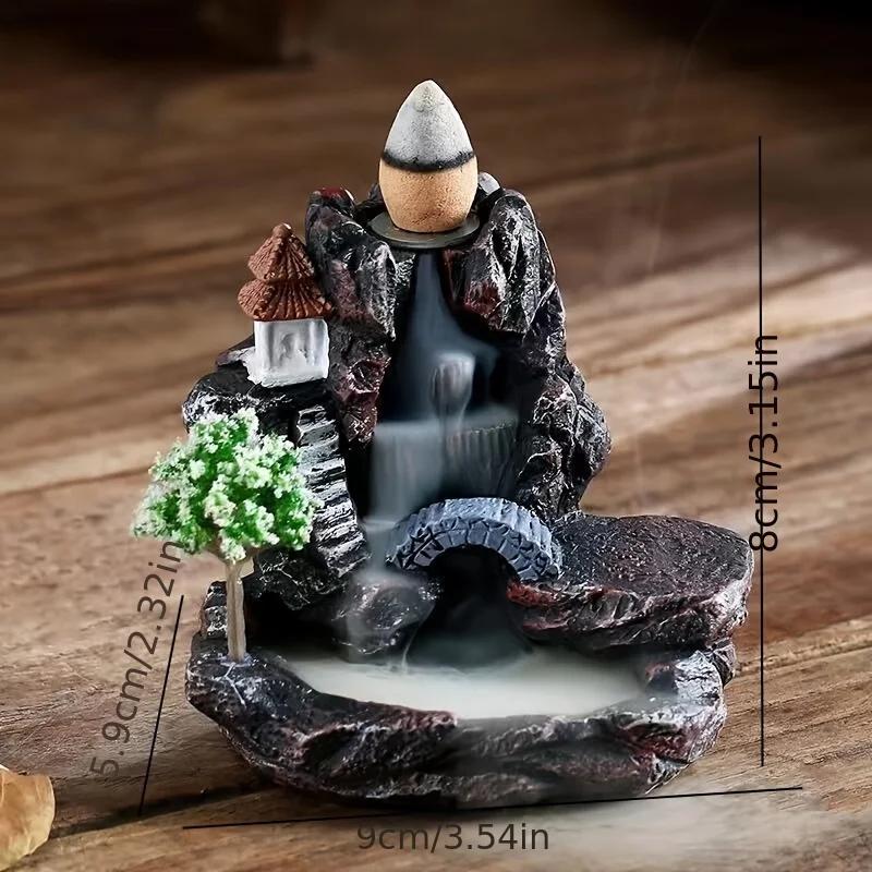 Brûleur d'encens montagnes rivière cascade parfum cheminée reflux arôme fumée Zen encensoir décorati