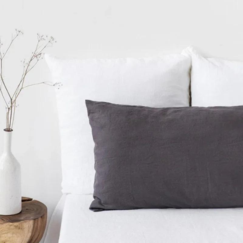 Taie d'oreiller double en lin pur, housse de coussin, taille personnalisée, anti-acariens, Euro Sham