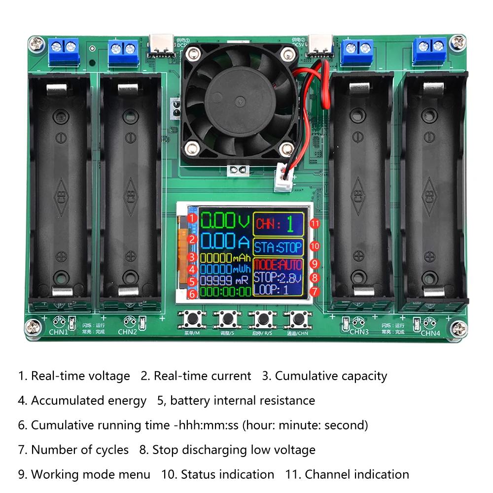 Testeur de capacité de batterie avec écran LCD 2Ch 4CH MAh MWh, détecteur numérique de puissance de 