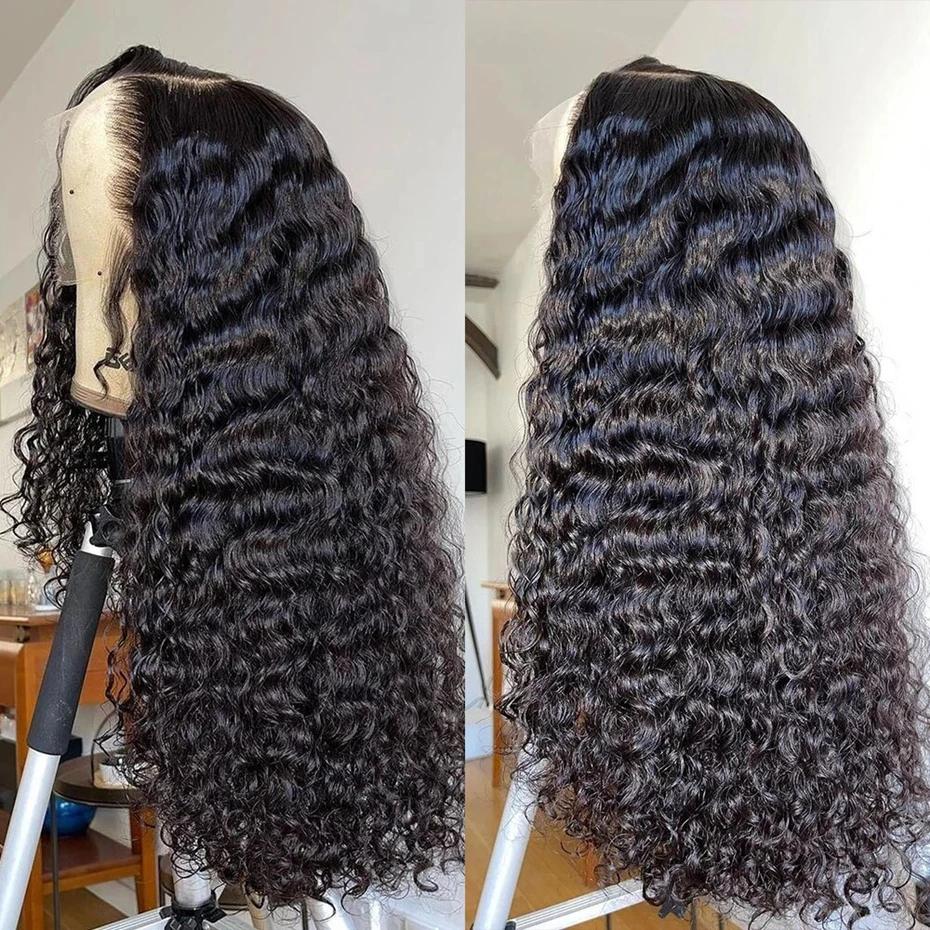 Perruque Lace Front Wig Deep Wave Naturelle Bouclée, Cheveux Humains, 13x4, 13x6, 30 32 Pouces, Dens