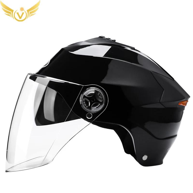 Casques de moto avec lumières Led, casque de cyclomoteur pour hommes et femmes, avec Double visière 