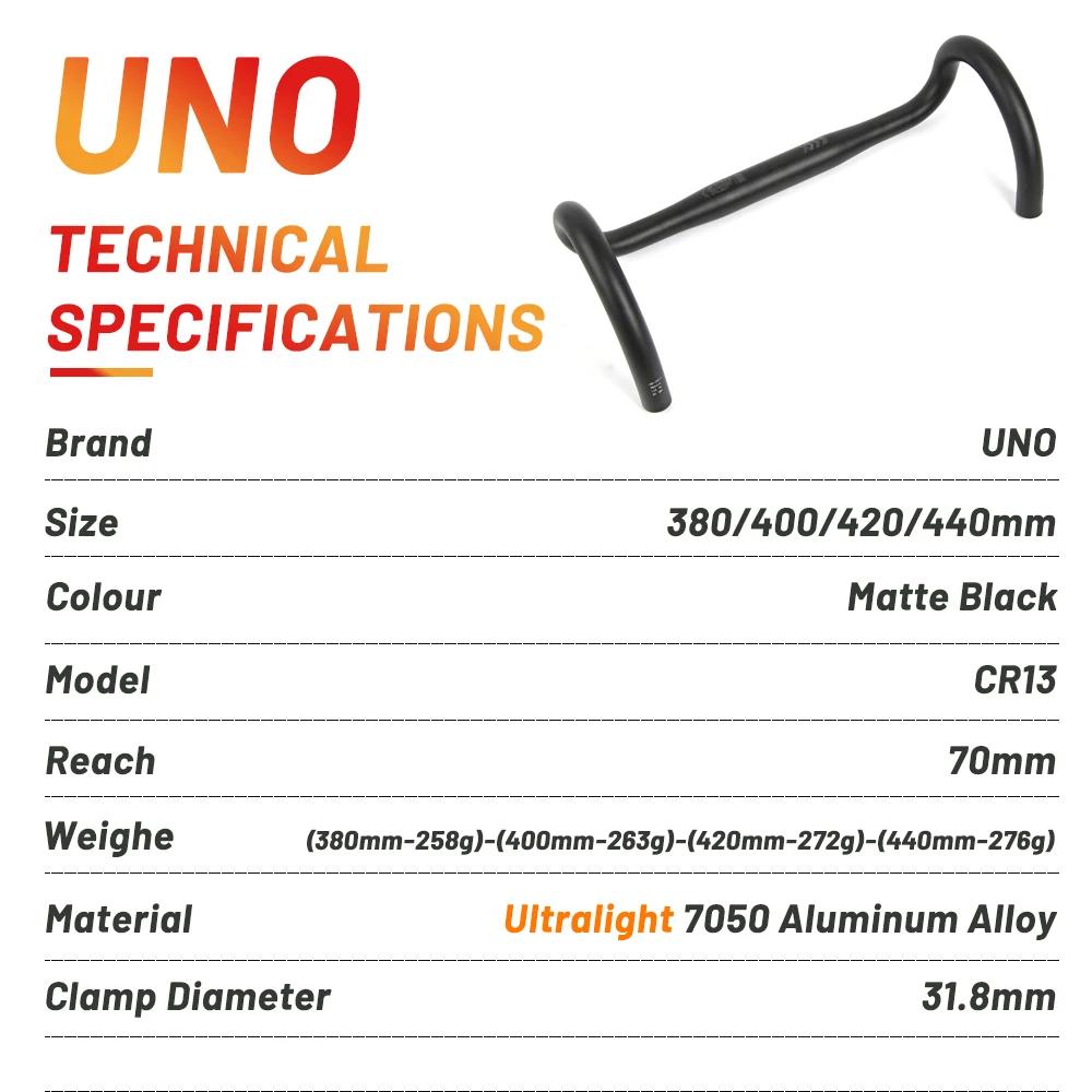 UNO – guidon de vélo de route en aluminium 7075, haute résistance, barre de direction, 31.8mm, 380/4