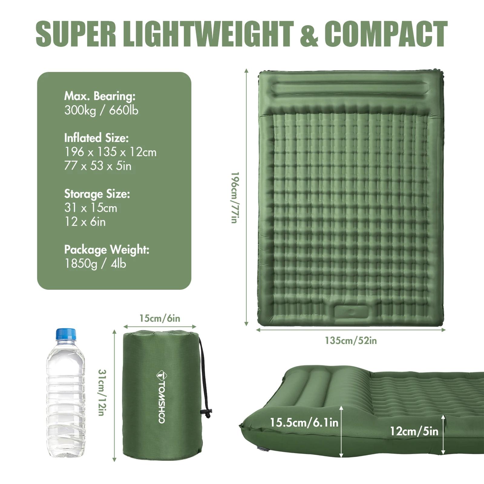 Tomshoo – matelas de couchage gonflable Extra épais de 4 pouces, matelas pneumatique auto-gonflant a