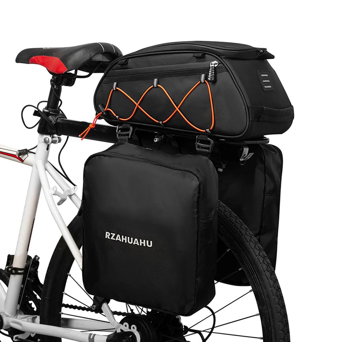 Sac de porte-vélo 3 en 1, sac de coffre étanche, sac de siège arrière de vélo, sac isotherme avec 2