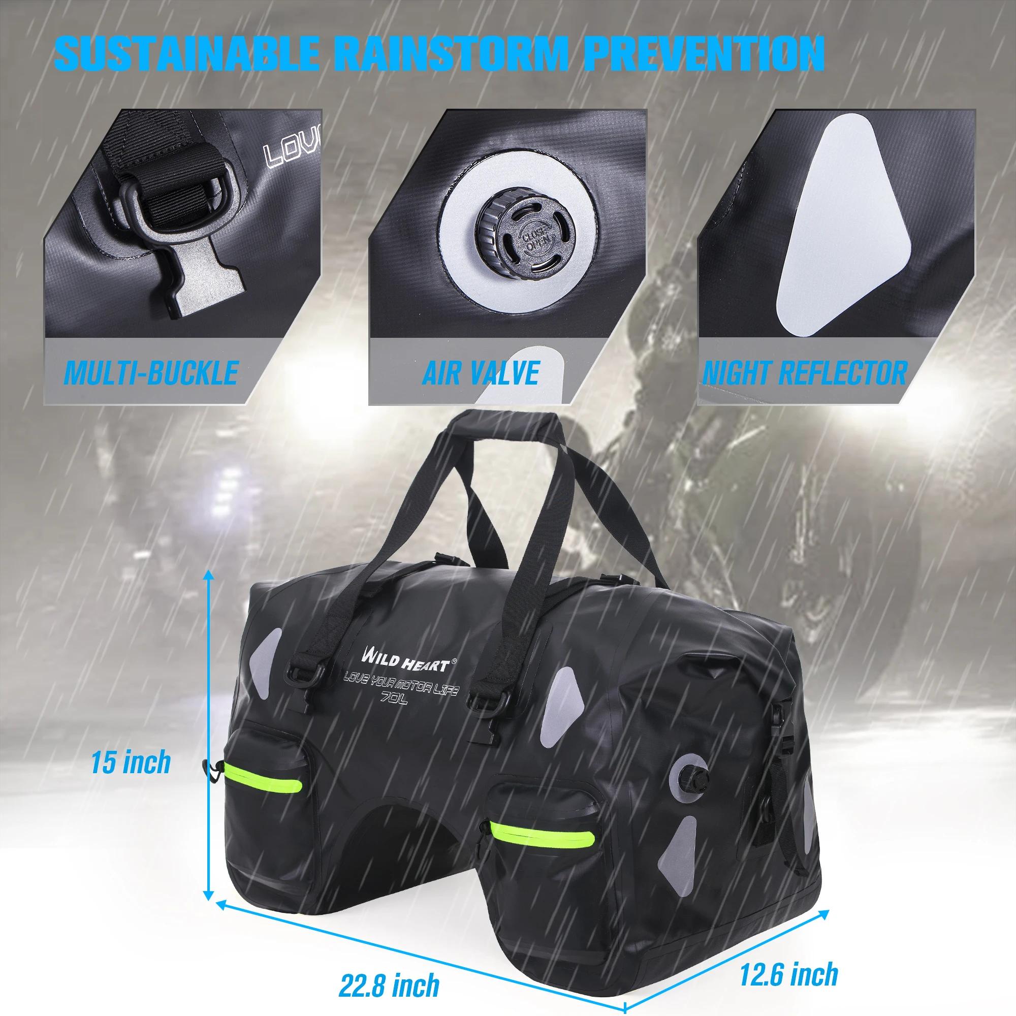 Sac de Selle Moto Étanche 70L pour Voyage et Extérieur, Sac de Rangement Sec, Sac à Dos Moto, Sac de