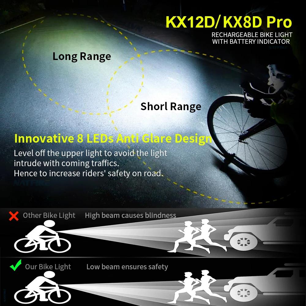 Lumière de vélo 10000mAh, 12led, indicateur de batterie numérique de Type C, ensemble d'éclairage de