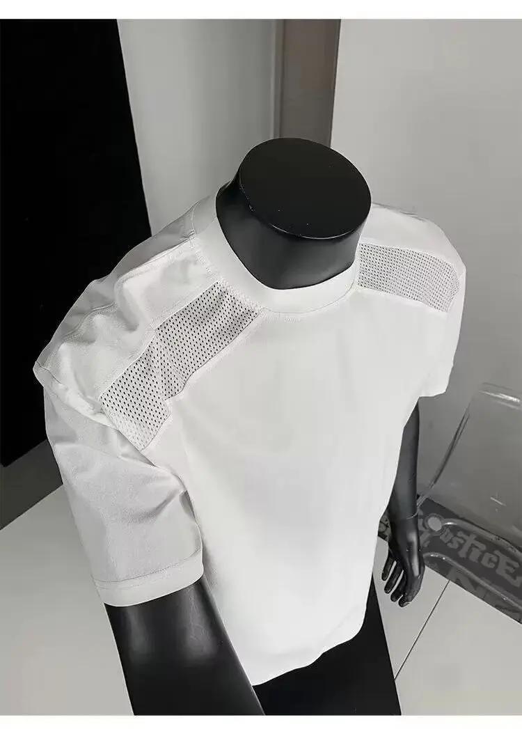 Style américain cleanfit épaule coupe déconstruction T-shirt à manches courtes hommes et femmes à la
