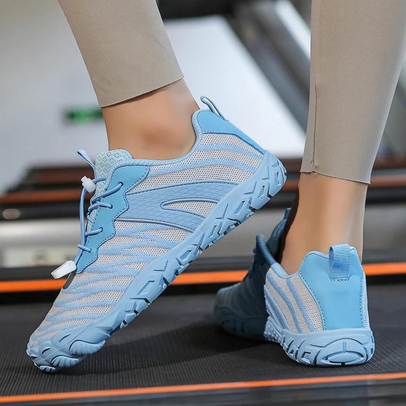 Chaussures larges pieds nus unisexes, entraîneur croisé à bout large, chaussures de course respirant