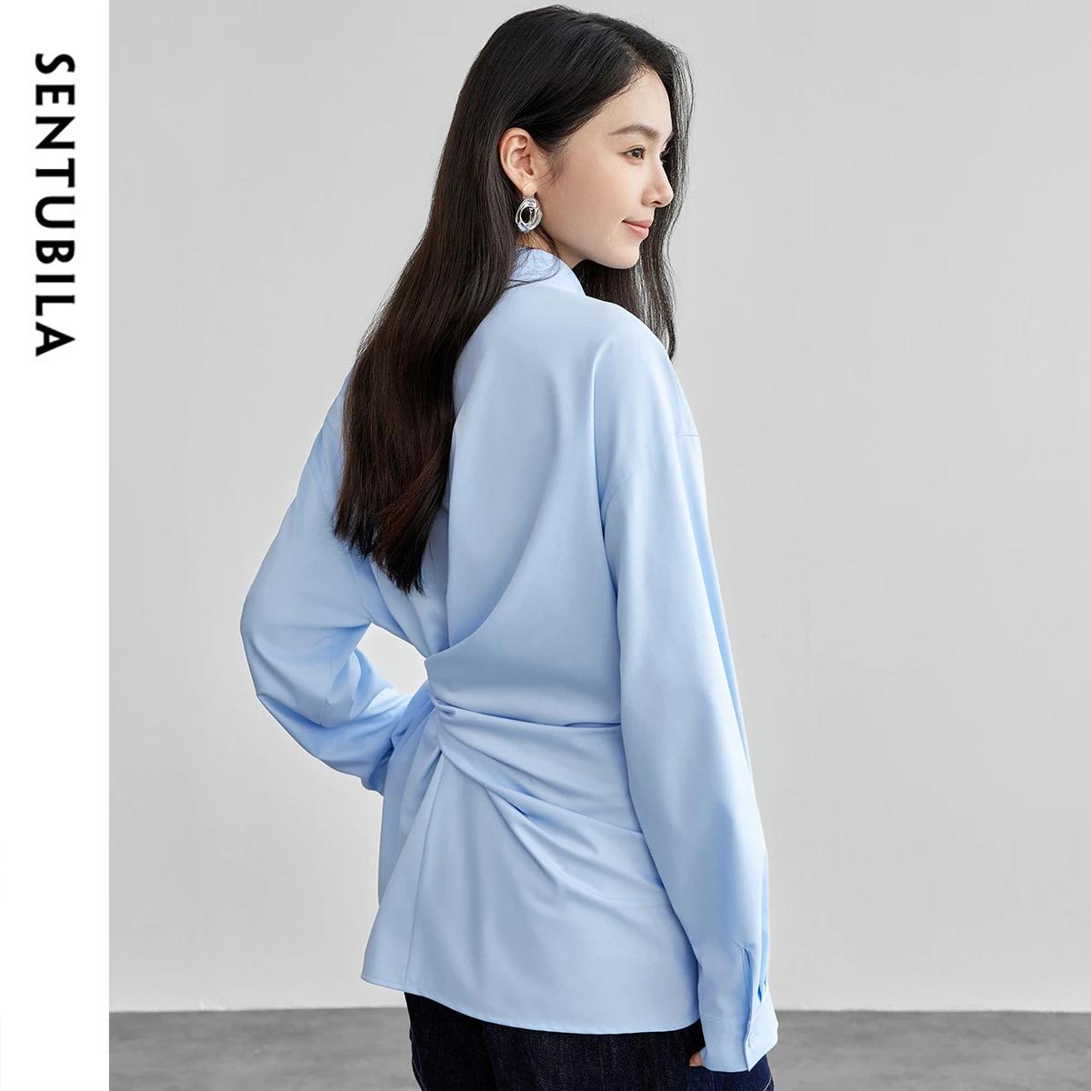 Chemisier femme à lacets SENTUBILA, nouvelle collection printemps, style bureau, uni, décontracté, s