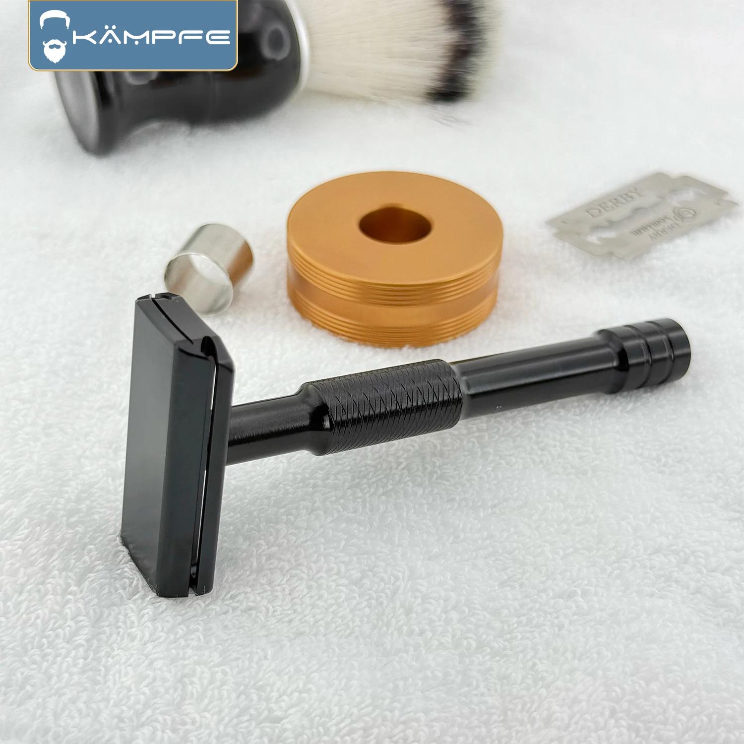 Rasoir de sécurité manuel Kampfe CNC avec 5 lames de rechange, outils de salon de coiffure, cadeaux 